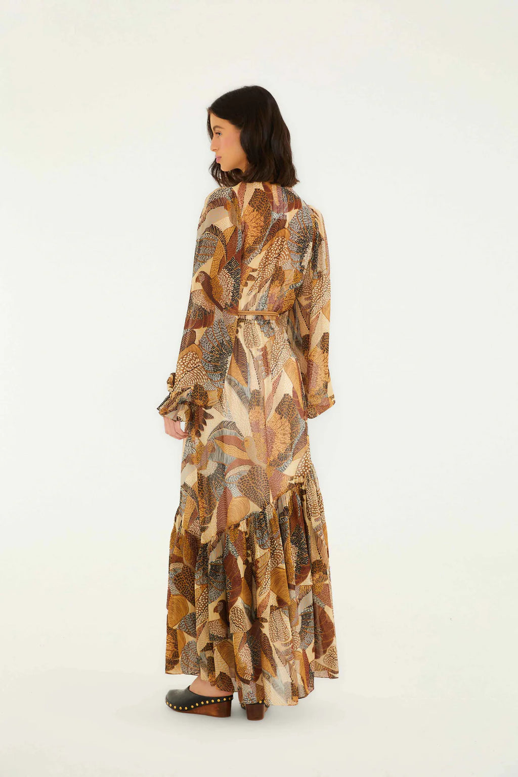 Cream Dotted Macaws Maxi Dress