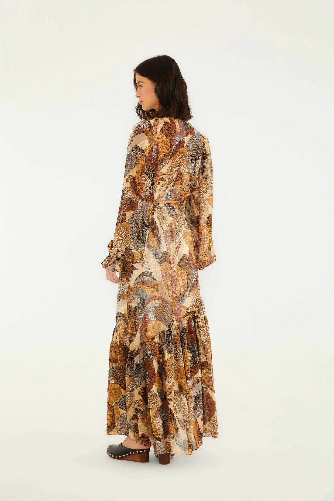 Cream Dotted Macaws Maxi Dress