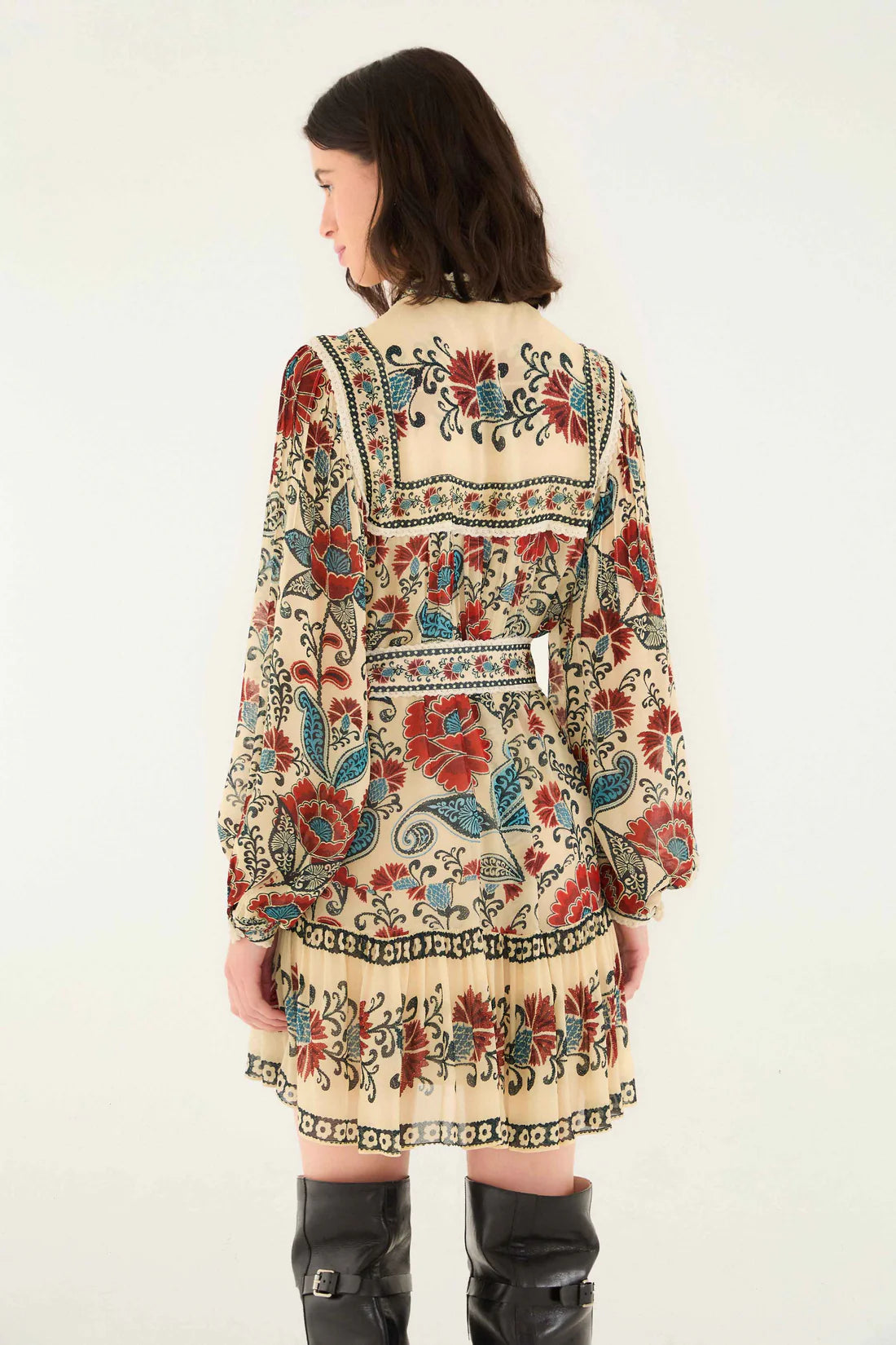 FARM Rio SAND Francesca Long Sleeve Mini Dress, Francesca SAND / L FARM Rio SAND Francesca Long Sleeve Mini Dress, Francesca SAND / L