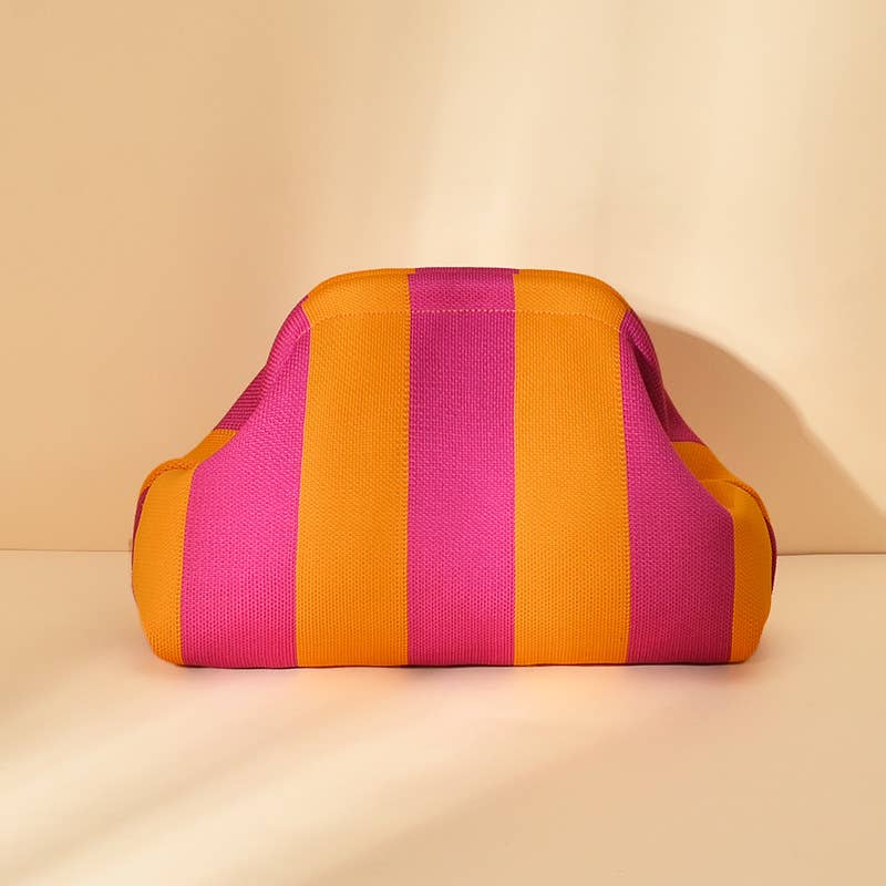 Compact Urban Chic Stripe Clutch Pouch