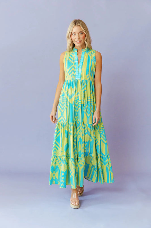 Tessa Dress - Kiwi Geo Diamond