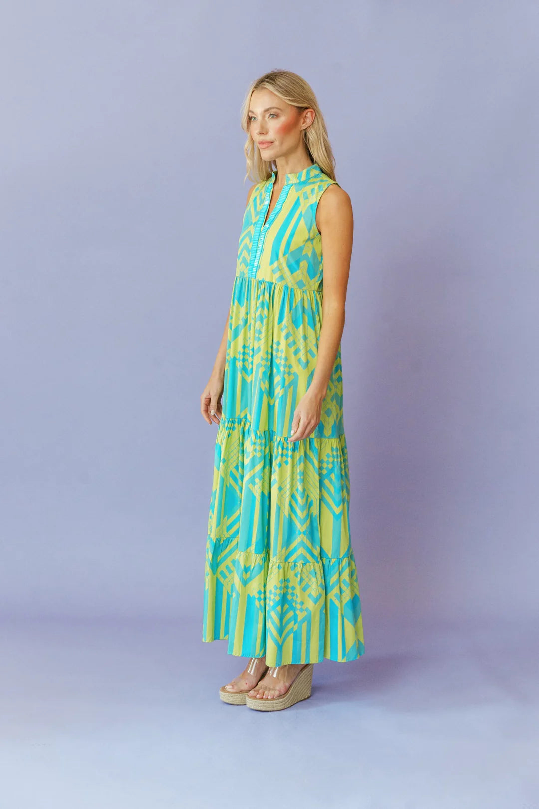 Tessa Dress - Kiwi Geo Diamond