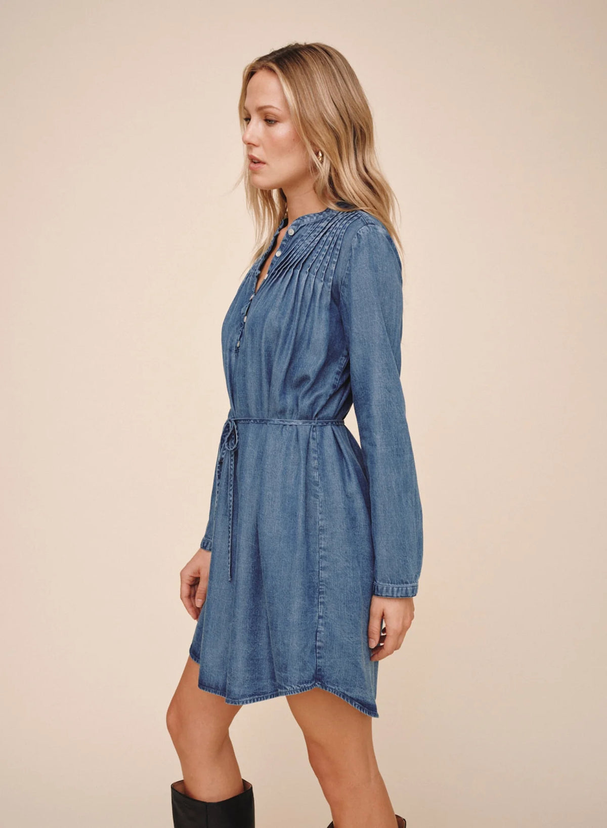 Pintuck Shirt Tail Dress