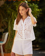Short Sleeve Contrast Button Down