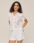 Short Sleeve Contrast Button Down