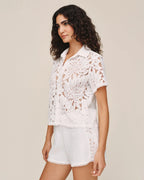Short Sleeve Contrast Button Down