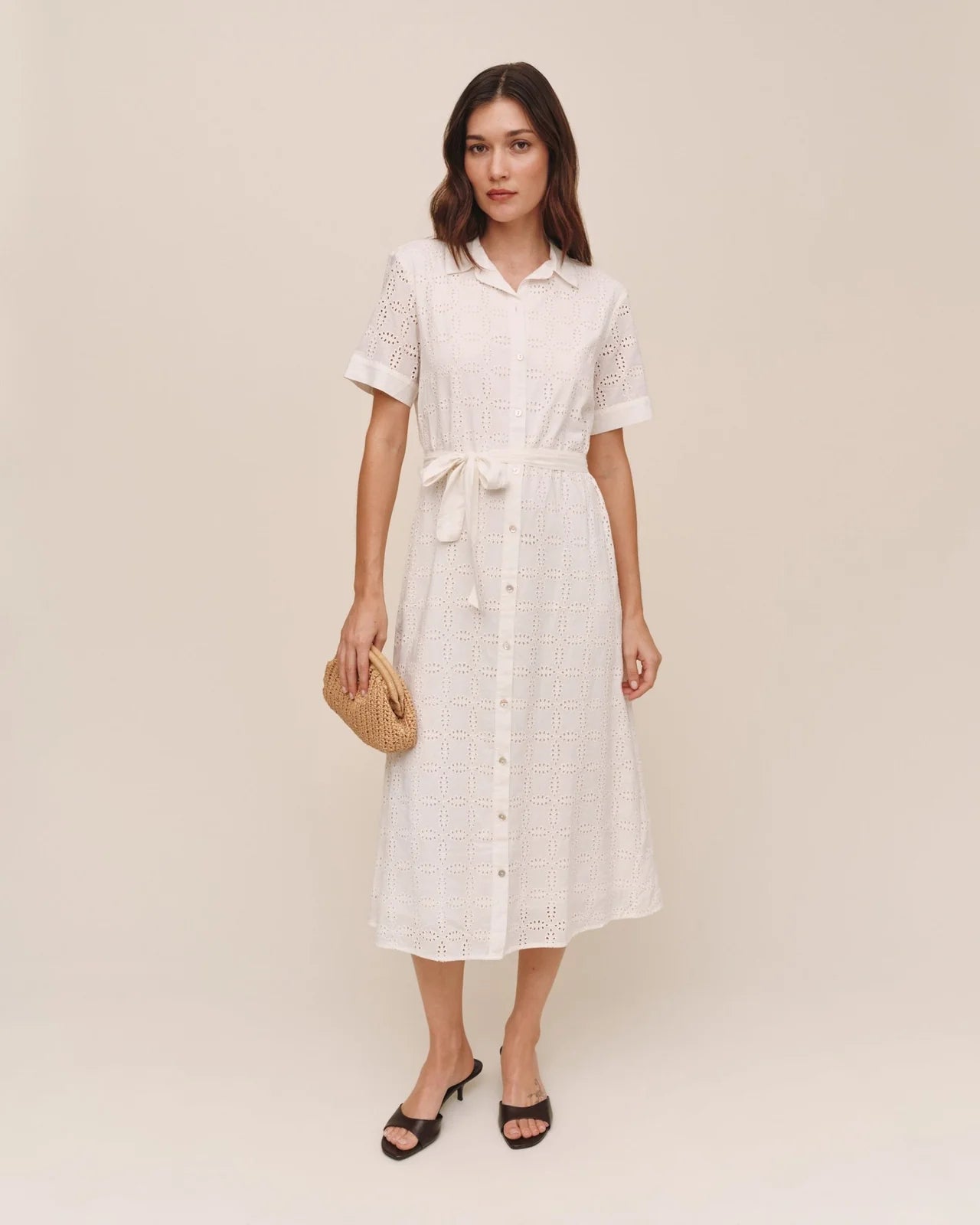 Midi Shirt Dress- Ivory