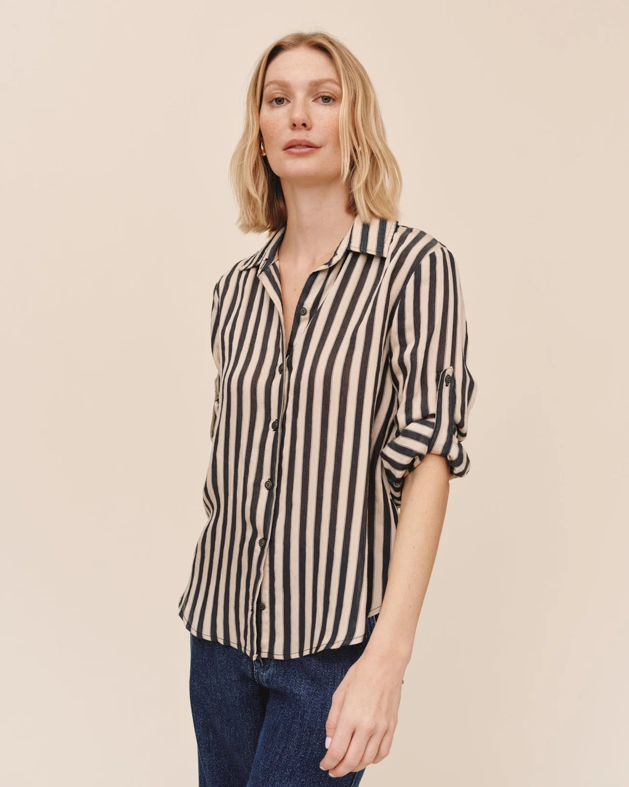 Split Back Button Down Shirt