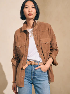 Stretch Cord Western Shirt - Cord Brown