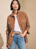 Stretch Cord Western Shirt - Cord Brown