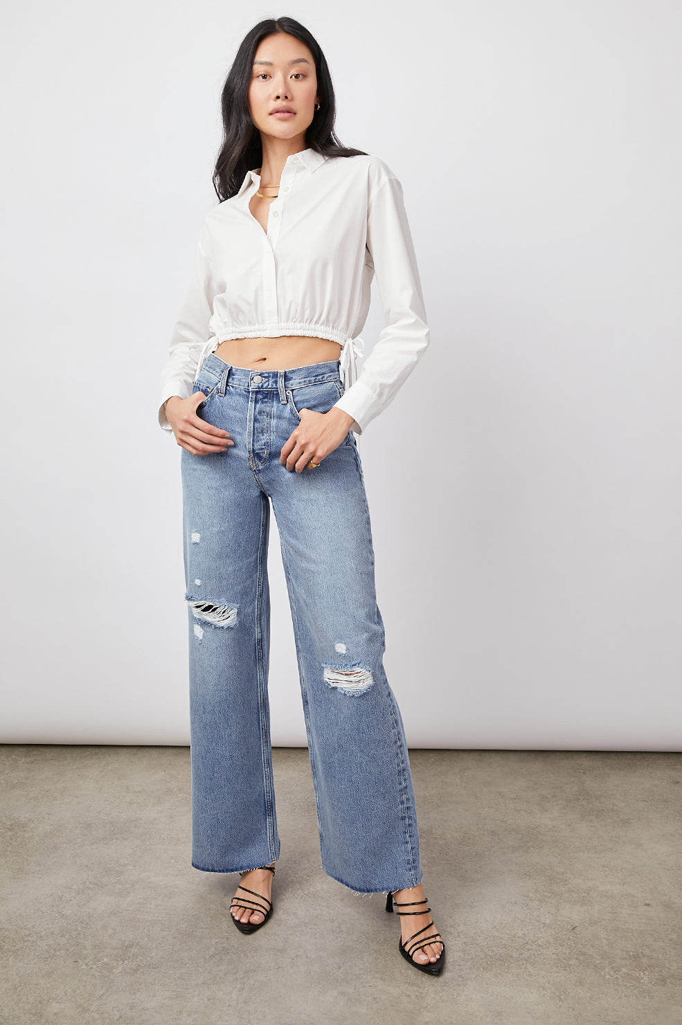 Getty Wide Leg- Breezy Blue Distress