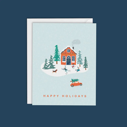Happy Holidays Winter Village Holiday Card