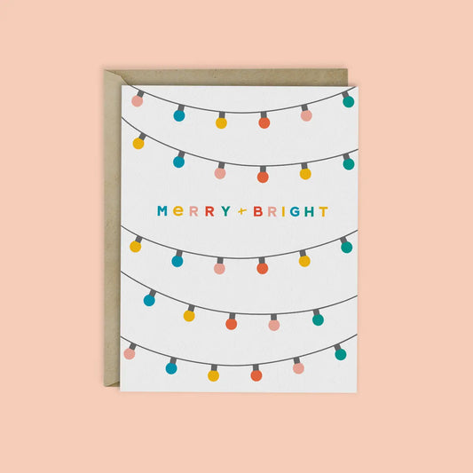 Merry and Bright Holiday String Lights Card