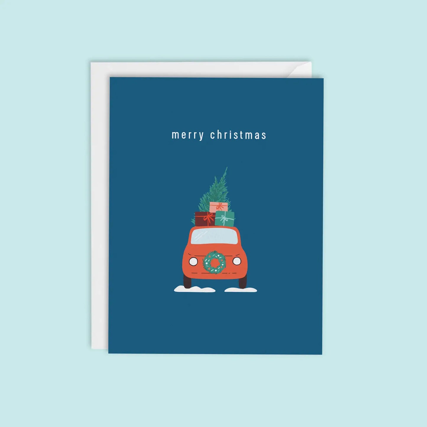 Merry Christmas Holiday Card with Christmas Tree