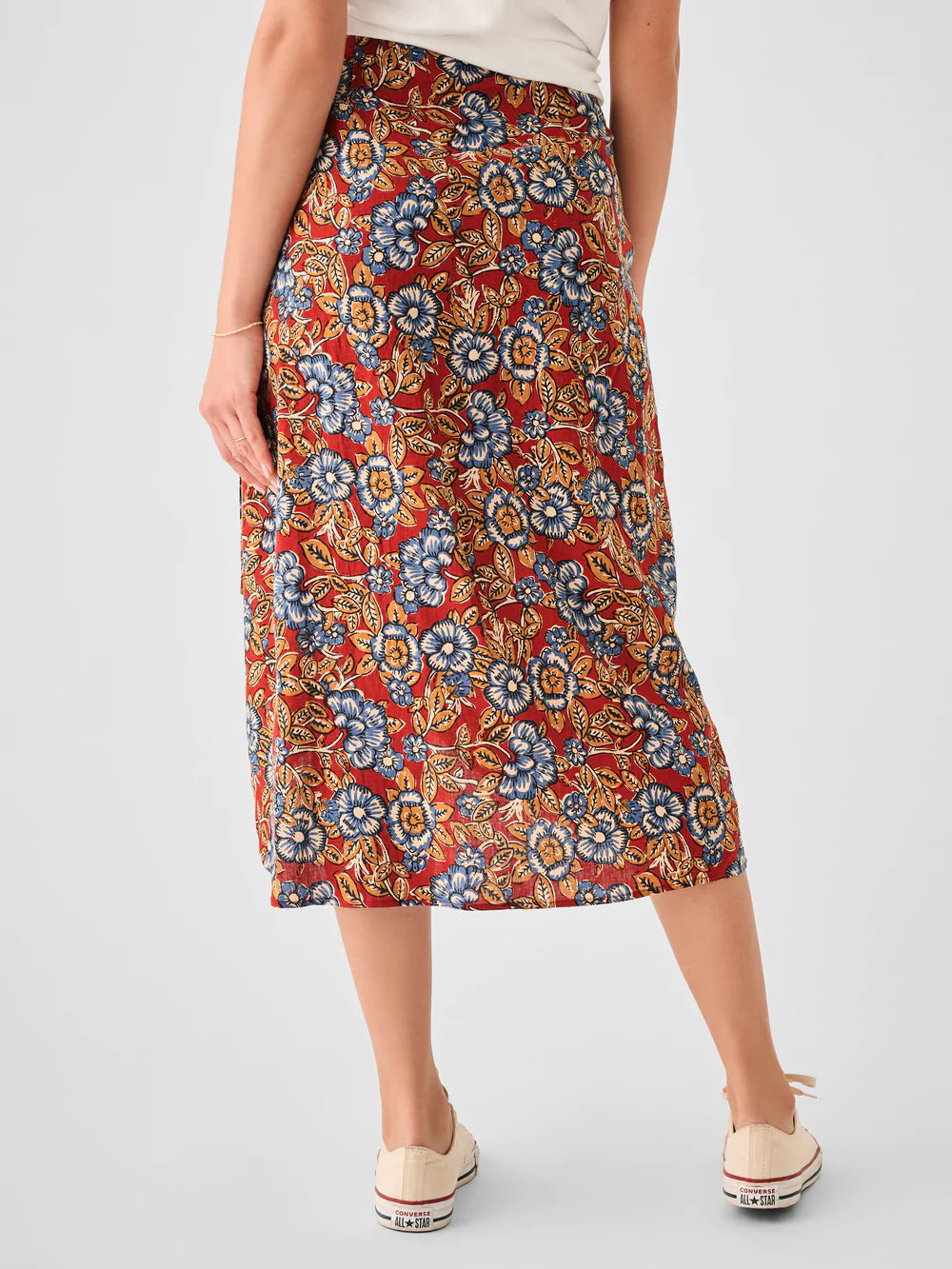 Pacifica Linen Wrap Skirt - Red Desert Bloom