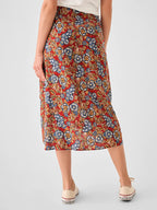 Pacifica Linen Wrap Skirt - Red Desert Bloom