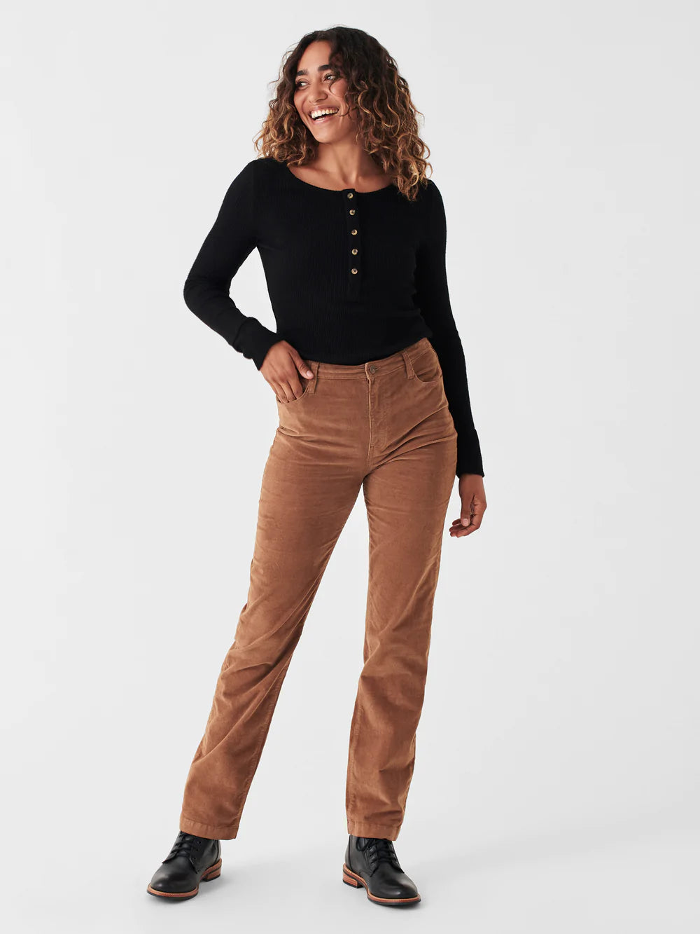 Stretch Cord Julianne Pant- Cord Brown
