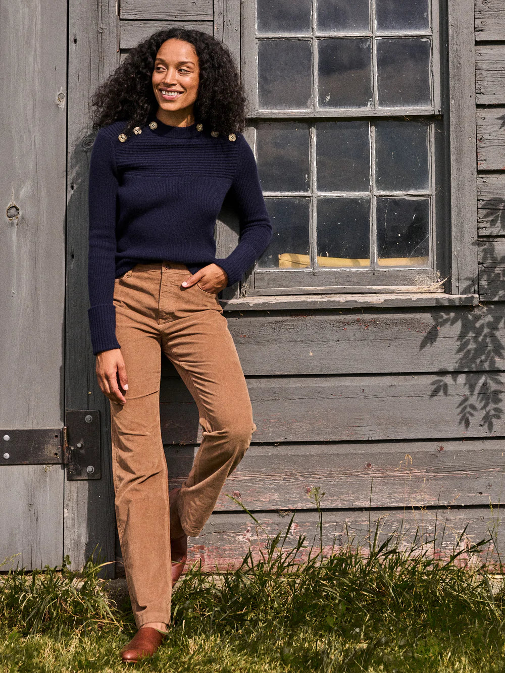 Stretch Cord Julianne Pant- Cord Brown